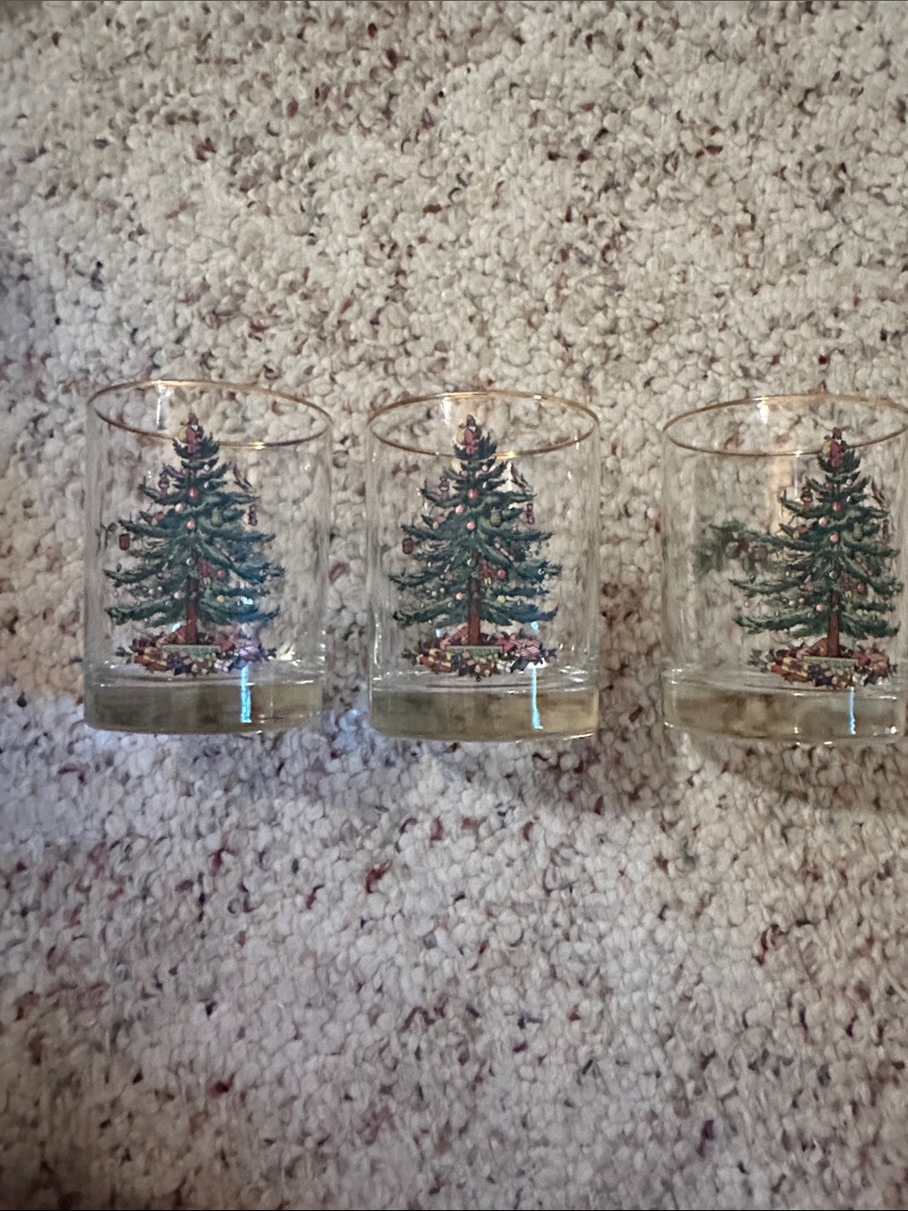Vintage Spode Christmas Tree Goblets Set of 3 Belsnickel Santa Motif Glasses
